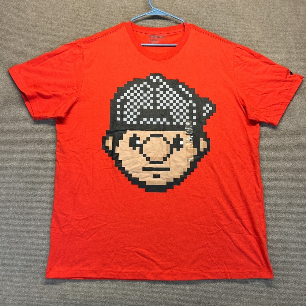 Trukfit Pixel Face T Shirt Men's 2XL Red Short Sleeve Cotton Skate Lil Wayne NEW